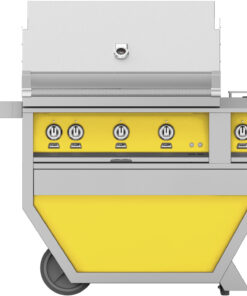 Hestan - 36'' Gas Grill, (3) Trellis, Rotisserie, Deluxe Cart with Double Side Burner - Yellow