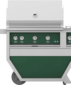 Hestan - 36'' Gas Grill, (3) Trellis, Rotisserie, Deluxe Cart with Double Side Burner - Green