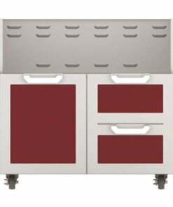 Hestan - 36" Double Drawer and Door Tower Cart - Burgundy