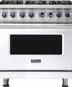 Viking - 5.6 Cu. Ft. Self-Cleaning Freestanding Dual Fuel Convection Range - White 2