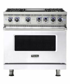Viking - 5.6 Cu. Ft. Self-Cleaning Freestanding Dual Fuel Convection Range - White 3