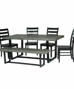 Walker Edison - Rectangular Farmhouse Dining Table (Set of 6) - Gray/Black