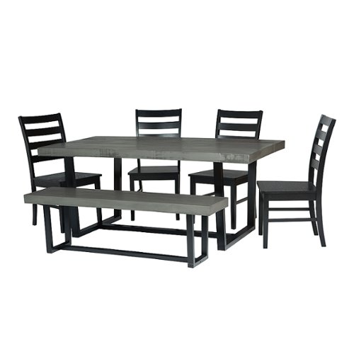 Walker Edison - Rectangular Farmhouse Dining Table (Set of 6) - Gray/Black