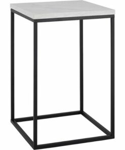 Walker Edison - Modern Open Sided End/Side Table - Faux White Marble/Black