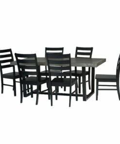 Walker Edison - Rectangular Farmhouse Dining Table (Set of 7) - Gray/Black