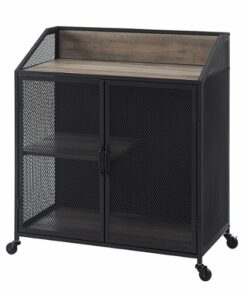 Walker Edison - 33" Mesh 2-Door Bar Cabinet - Gray Wash