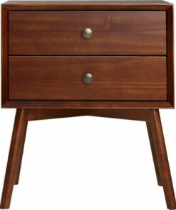 Walker Edison - Mid-Century Solid Wood 2-Drawers Cabinet - Walnut