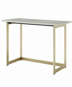 Walker Edison - Modern Faux Marble Computer Desk - White Faux Marble/Gold
