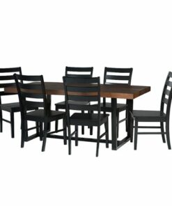 Walker Edison - Rectangular Farmhouse Dining Table (Set of 7) - Mahogany/Black