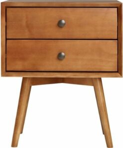 Walker Edison - Mid-Century Solid Wood 2-Drawers Cabinet - Caramel