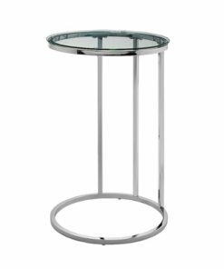 Walker Edison - Modern Round End/Side Table - Glass/Chrome