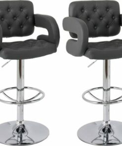 CorLiving - Trumpet Bonded Leatherette Barstools (Set of 2) - Gray/Chrome