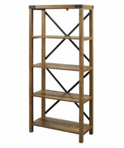 Walker Edison - Farmhouse 4-Shelf Bookcase - Rustic Oak