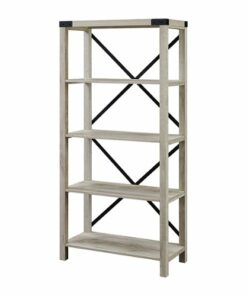 Walker Edison - Farmhouse 4-Shelf Bookcase - White Oak