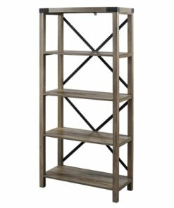 Walker Edison - Farmhouse 4-Shelf Bookcase - Grey Wash