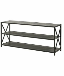 Walker Edison - Industrial Metal and Wood 3-Shelf Bookcase - Slate Grey/Black Metal