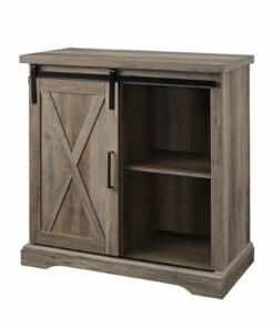 Walker Edison - Rustic Farmhouse Sliding Door Buffet Cabinet - Gray Wash