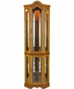 SEI Furniture - Lighted Curio Display Cabinet - Golden Oak