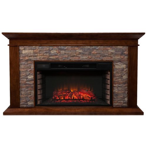 SEI - Canyon Electric Fireplace - Whiskey Maple With Durango Faux Stone