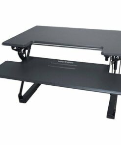 Victor - Adjustable Standing Desk with Keyboard Tray - Charcoal Gray And Black