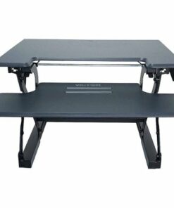 Victor - High Rise Height Adjustable Standing Desk with Keyboard Tray - Charcoal Gray And Black