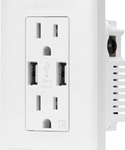 Insignia™ - Nightlight 2-Outlet/2-USB Charging Wall Outlet - White