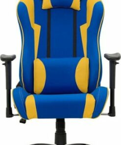 CorLiving - High-Back Ergonomic Gaming Chair - Blu/Mesh Yellow
