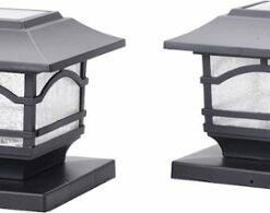 MAXSA Innovations - Mission-Style Solar Post Cap and Deck Railing Light (Set of 2) - Black