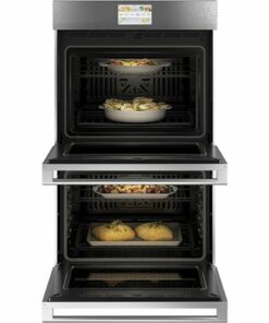 Café - Modern Glass 30" Built-In Double Electric Convection Wall Oven - Platinum Glass