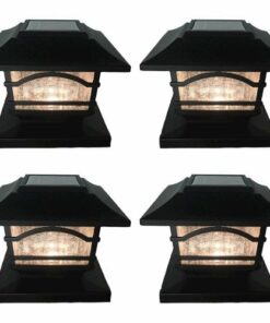 MAXSA Innovations - Mission-Style Solar Post Cap and Deck Railing Light (4-Pack) - Black