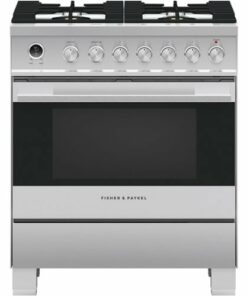 Fisher & Paykel - 3.6 Cu. Ft. Self-Cleaning Freestanding Dual Fuel Convection Range - Stainless Steel/Black Glass