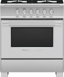 Fisher & Paykel - Classic Series 3.5 Cu. Ft. Freestanding Gas True Convection Range - Brushed stainless steel/black glass