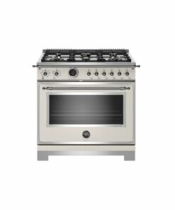 Bertazzoni - 5.7 Cu. Ft. Self-Cleaning Freestanding Dual Fuel Convection Range - Ivory Gloss