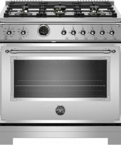 Bertazzoni - Heritage Series 5.7 Cu. Ft. Self-Cleaning Freestanding Dual Fuel Convection Range - Stainless steel