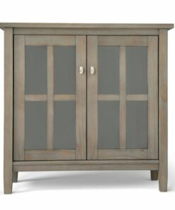 Simpli Home - Warm Shaker SOLID WOOD 32 inch Wide Transitional Low Storage Cabinet in - Distressed Grey