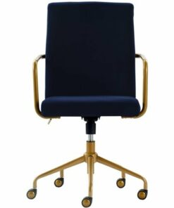 Elle Decor - Giselle Mid-Century Modern Fabric Executive Chair - Gold/Velvet Blue