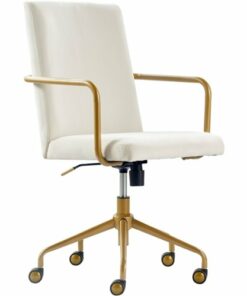 Elle Decor - Giselle Mid-Century Modern Fabric Executive Chair - Gold/Velvet Cream