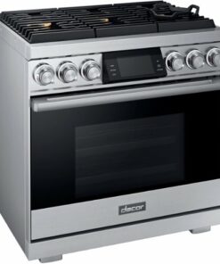 Dacor - Contemporary 5.4 Cu. Ft. Self-Cleaning Freestanding Gas Convection Range with 6 burners, Liquid Propane Convertible - Silver Stainless Steel