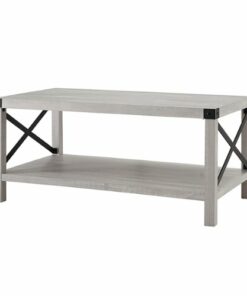Walker Edison - Rustic Farmhouse Wood Coffee Table - Stone Gray
