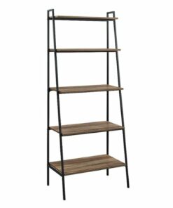 Walker Edison - 72" Industrial Ladder 5-Shelf Bookcase - Rustic Oak