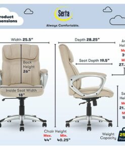 Serta - Executive Office Ergonomic Chair with Layered Body Pillows - Fawn Tan - Silver