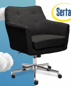 Serta - Ashland Memory Foam & Twill Fabric Home Office Chair - Charcoal Charm