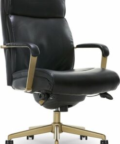 La-Z-Boy - Modern Melrose Executive Office Chair with Brass Finish - Black