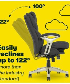 Serta - Upholstered Back in Motion Health & Wellness Office Chair with Adjustable Arms - Fabric - Dark Gray