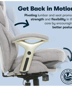 Serta - Upholstered Back in Motion Health & Wellness Office Chair with Adjustable Arms - Fabric - Light Gray