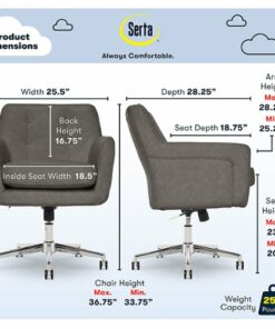 Serta - Ashland Bonded Leather & Memory Foam Home Office Chair - Gray
