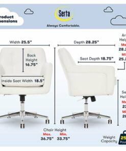 Serta - Ashland Bonded Leather & Memory Foam Home Office Chair - White