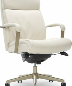 La-Z-Boy - Modern Melrose Executive Office Chair with Brass Finish - Ivory