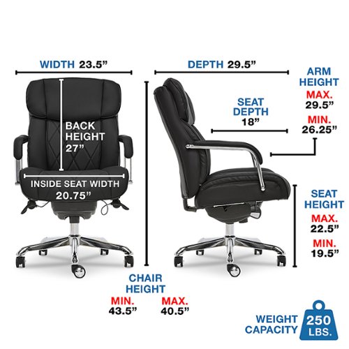La-Z-Boy - Comfort and Beauty Sutherland Diamond-Quilted Bonded Leather Office Chair - Midnight Black