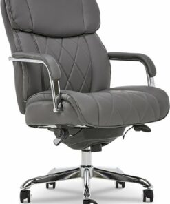 La-Z-Boy - Comfort and Beauty Sutherland Diamond-Quilted Bonded Leather Office Chair - Moon Rock Gray